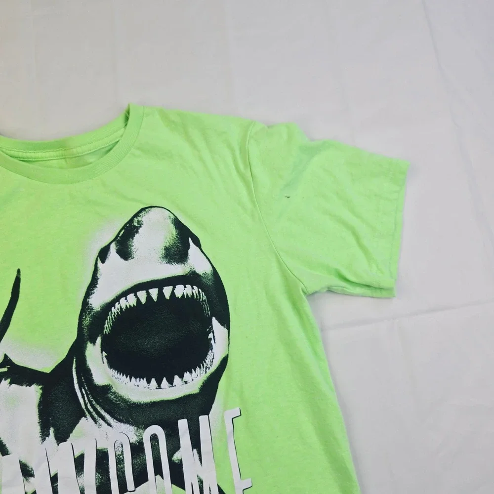 The Children's Place Kids XXL 16 Neon Green Jawsome Shark Graphic T-Shirt B39
